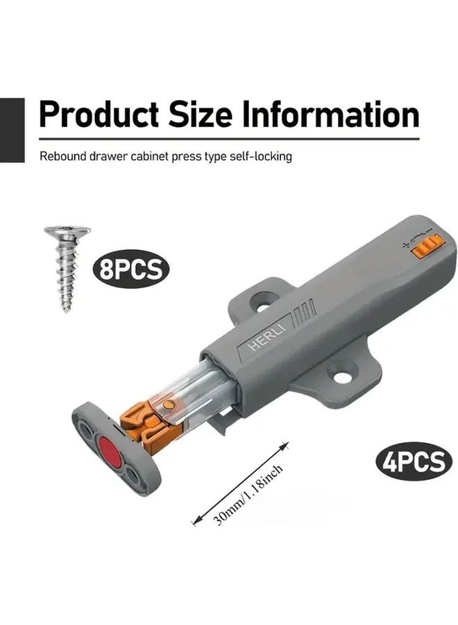 4pcs 30N Spring Loaded Cabinet Latch Push to Open Door Catches Heavy Duty Plastic - Image 4