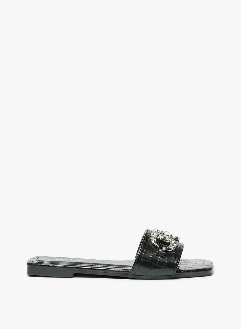 Flora Bella Embellished Slip On Slide Sandals