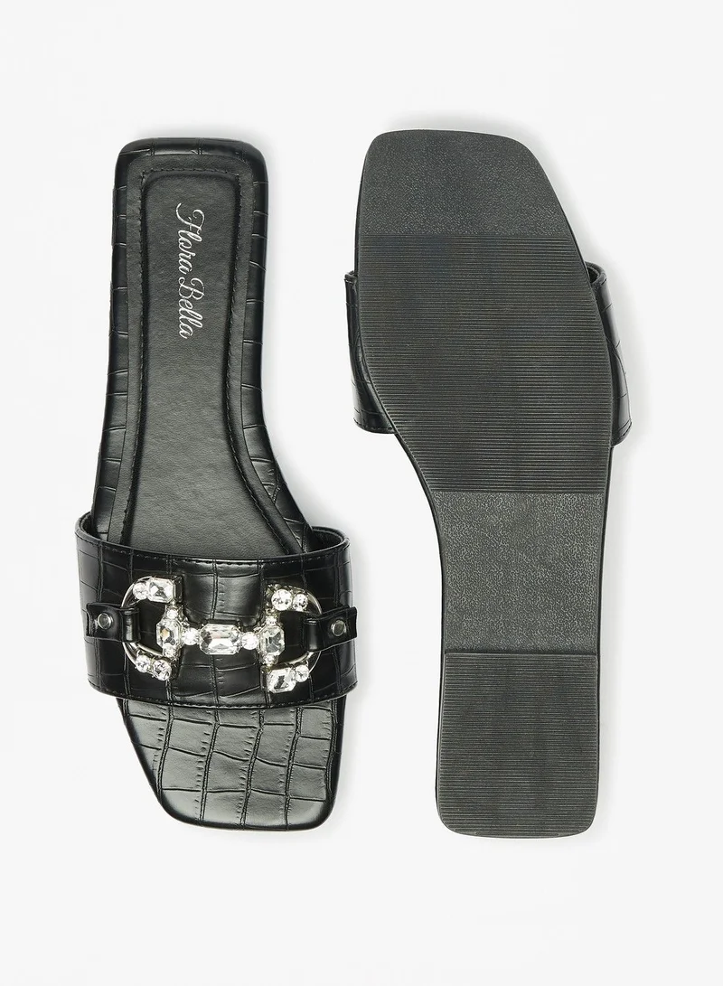 Flora Bella Embellished Slip On Slide Sandals