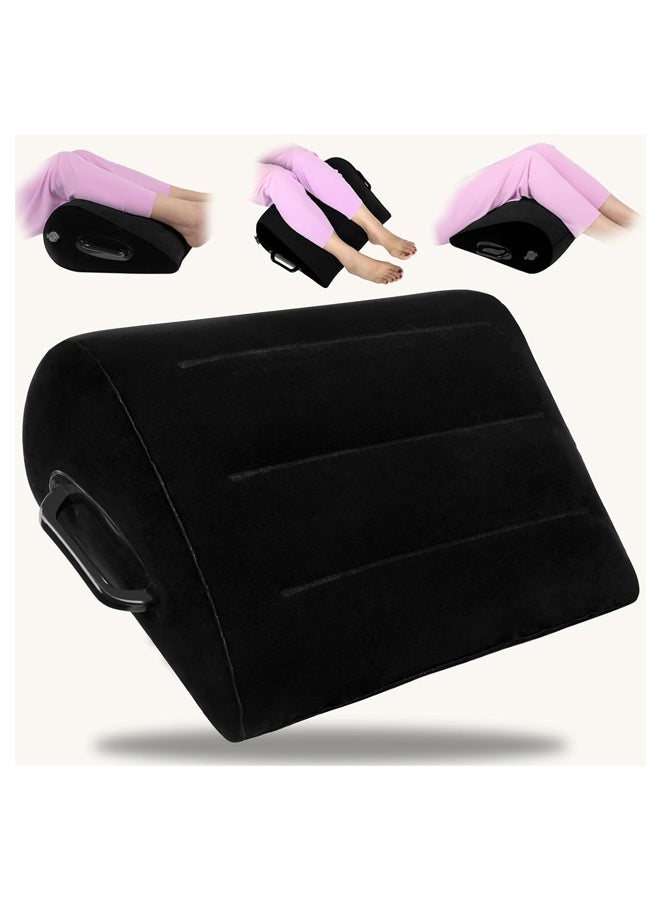 DUNISO Inflatable Orthopedic Pillow, Leg Raising Pillow, Triangular Portable Cushion, Comfortable Leg Pillow, Fast Inflation And Deflation Valve, Adjustable Tilt, Provide Support, Sleep Aid, Pain Relief, Foot And Ankle Injury And Rehabilitation Wedge Cushion, Black - Image 1