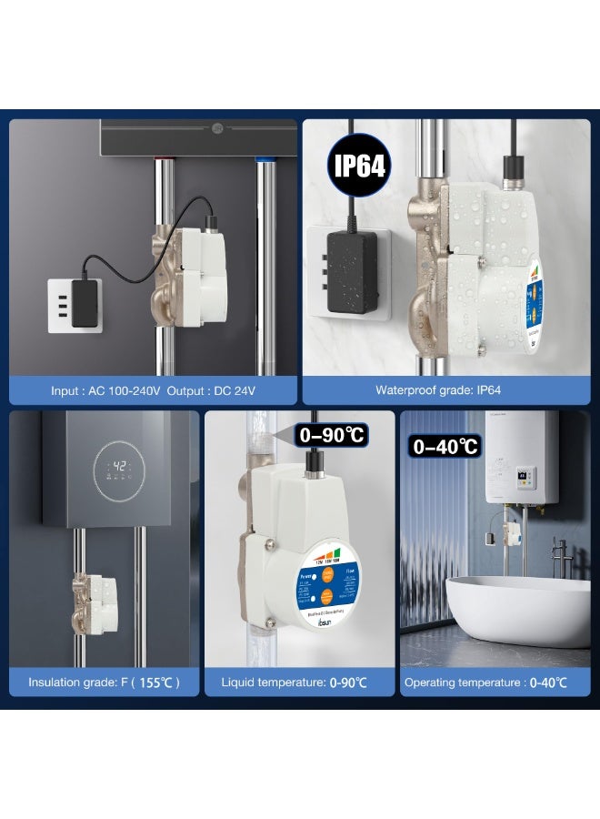 ibsun Water Pressure Booster Pump, 26.1PSI,100W, 50% Energy Saving-Auto Power/Speed Adjust, 24V,  In&Outlet 1/2" Adapter for Home House, Shower - Image 3