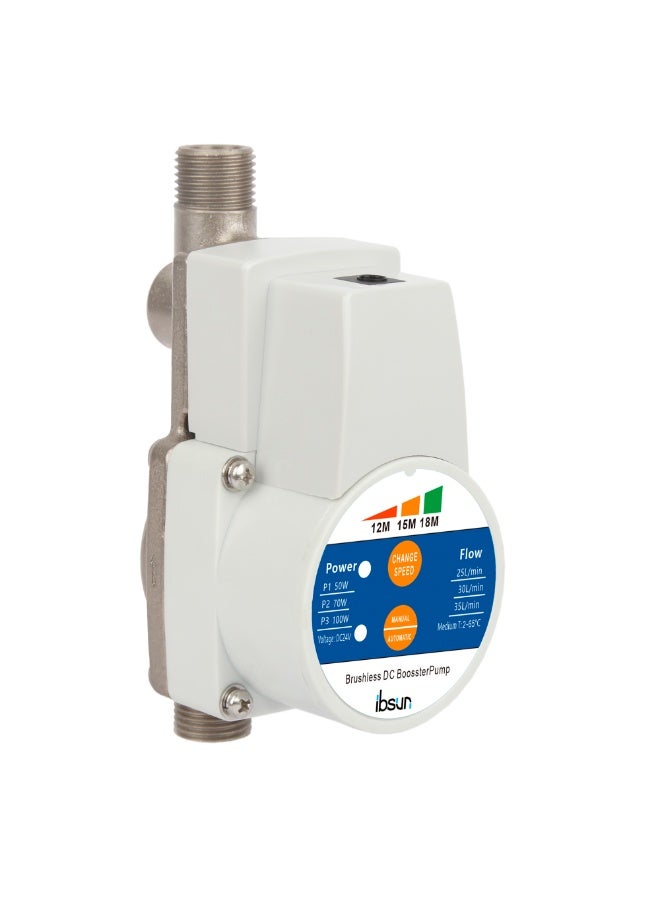 ibsun Water Pressure Booster Pump, 26.1PSI,100W, 50% Energy Saving-Auto Power/Speed Adjust, 24V,  In&Outlet 1/2" Adapter for Home House, Shower - Image 1
