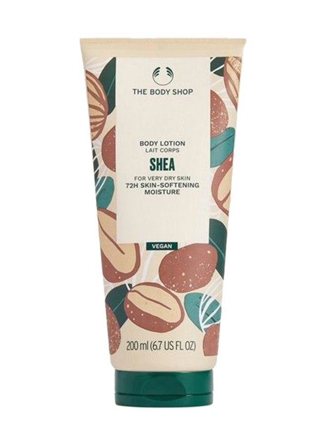 THE BODY SHOP Shea Body Lotion – Creamy, Deeply Nourishing Moisturiser with Fair Trade Shea Butter | Softens Very Dry Skin, Provides 72hr Hydration | Non-Sticky, Non-Greasy, Vegan | Healthy-Looking Glow, Nutty Scent | Dermatologically Tested, 93% Natural Origin Ingredients | 200ml - Image 1
