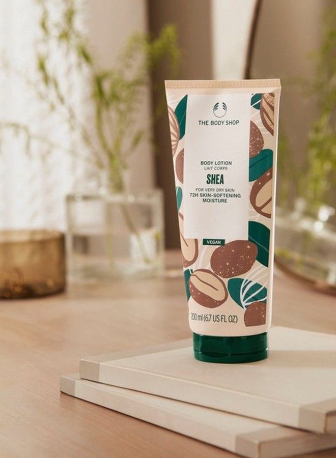 THE BODY SHOP Shea Body Lotion – Creamy, Deeply Nourishing Moisturiser with Fair Trade Shea Butter | Softens Very Dry Skin, Provides 72hr Hydration | Non-Sticky, Non-Greasy, Vegan | Healthy-Looking Glow, Nutty Scent | Dermatologically Tested, 93% Natural Origin Ingredients | 200ml - Image 3