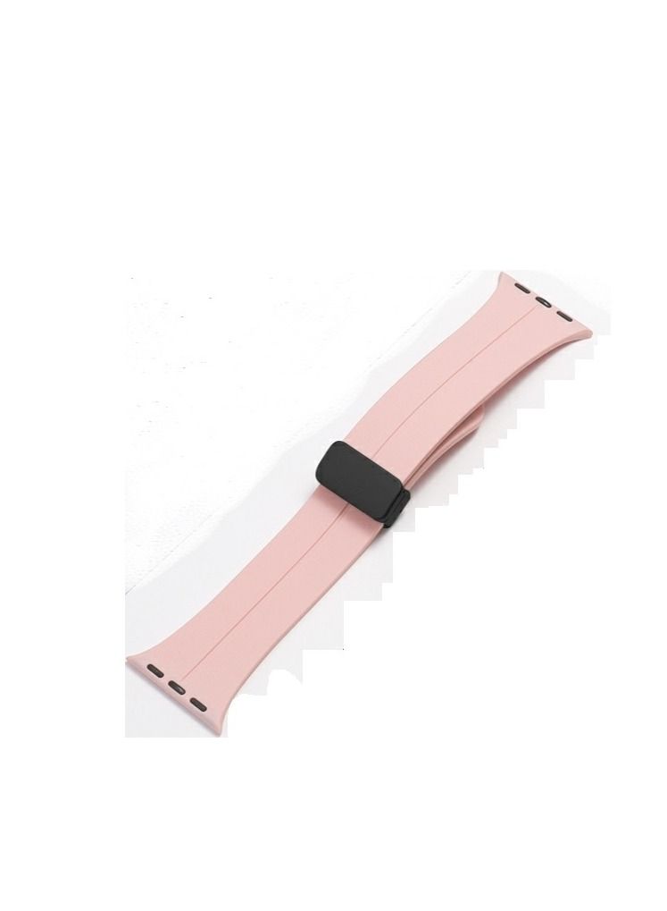 ووتش سوار مغناطيسي متوافق مع ساعة ابل مقاس 49 ملم، بتصميم رياضي ناعم من السيليكون متوافق مع سلسلة آي ووتش الترا  بينك - Image 1