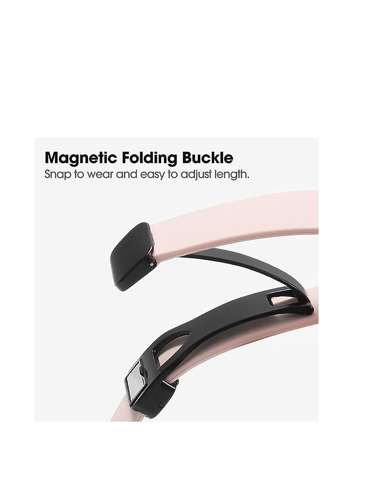 ووتش سوار مغناطيسي متوافق مع ساعة ابل مقاس 49 ملم، بتصميم رياضي ناعم من السيليكون متوافق مع سلسلة آي ووتش الترا  بينك - Image 4