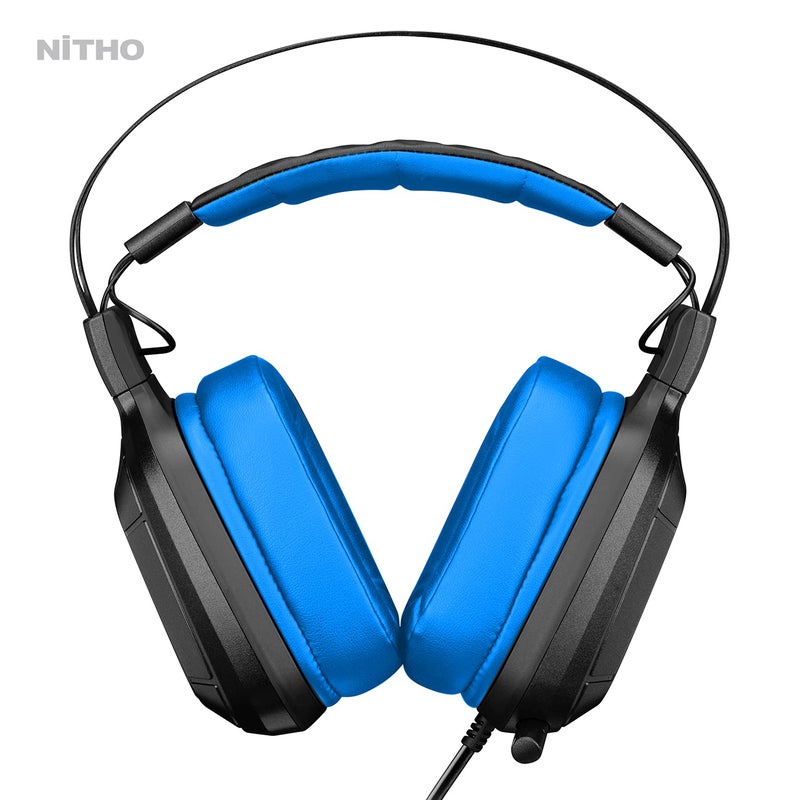 NITHO Titan PRO 7.1 Surround Gaming Headset with Cardioid Microphone for PS5, PS4, PC, Laptop, Over-Ear Stereo Wired Gaming Headphones with RGB LED Light, 3.5 mm Audio Jack, 50 mm Drivers - Blue - Image 3