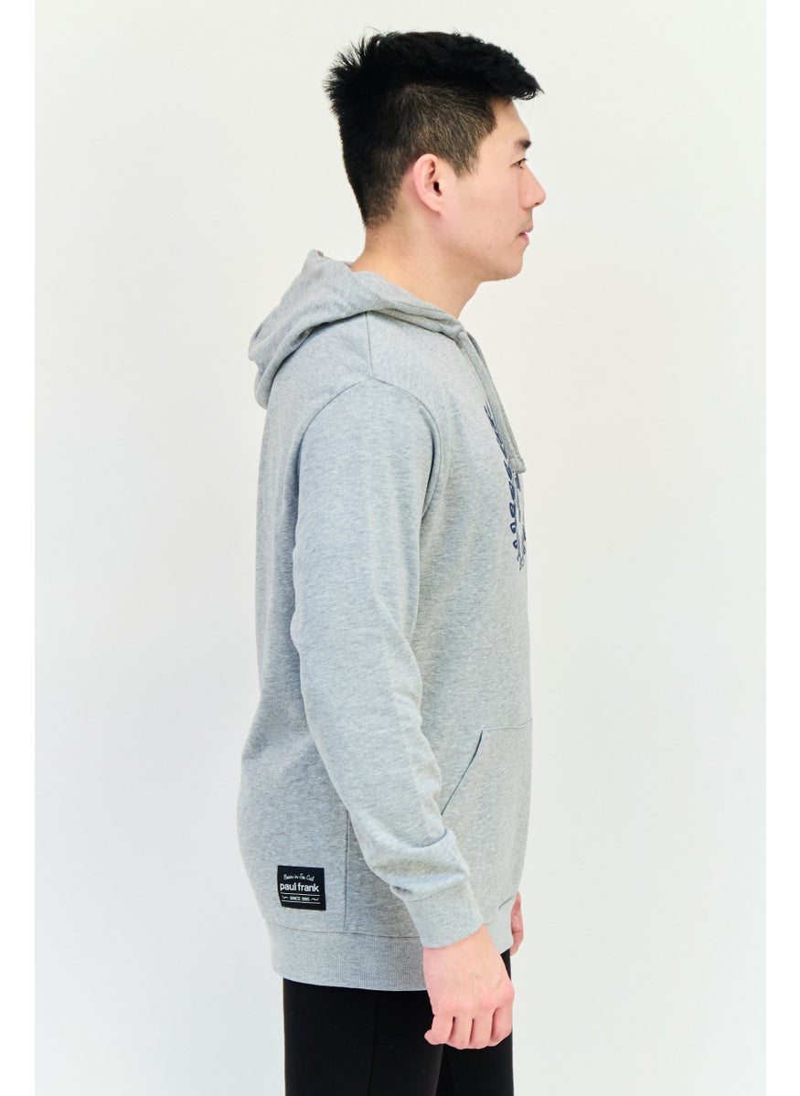Paul Frank Men Long Sleeves Brand Logo Hoodie, Grey  - Image 4