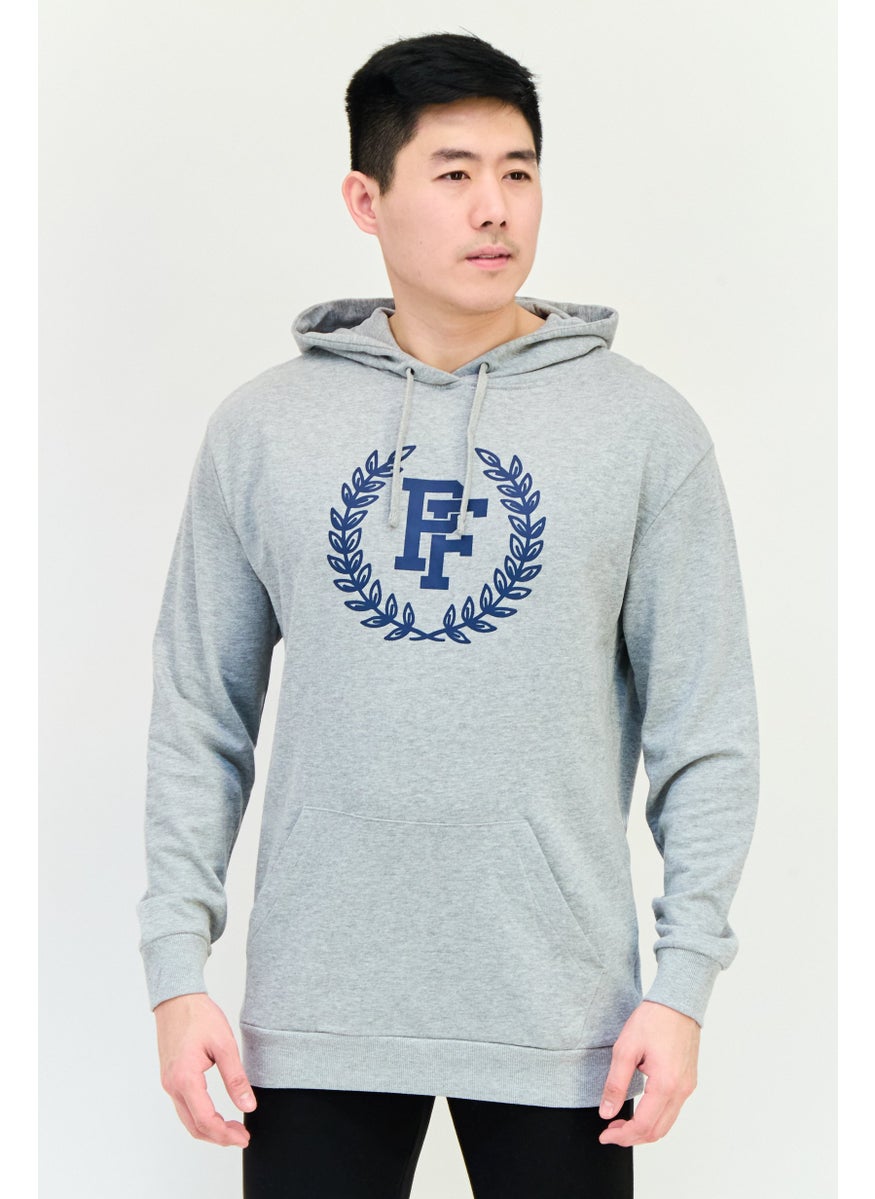 Paul Frank Men Long Sleeves Brand Logo Hoodie, Grey  - Image 1