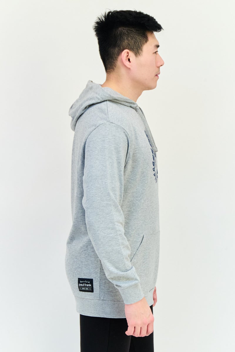 Paul Frank هودي بأكمام طويلة للرجال بشعار العلامة التجارية، رمادي - Image 4