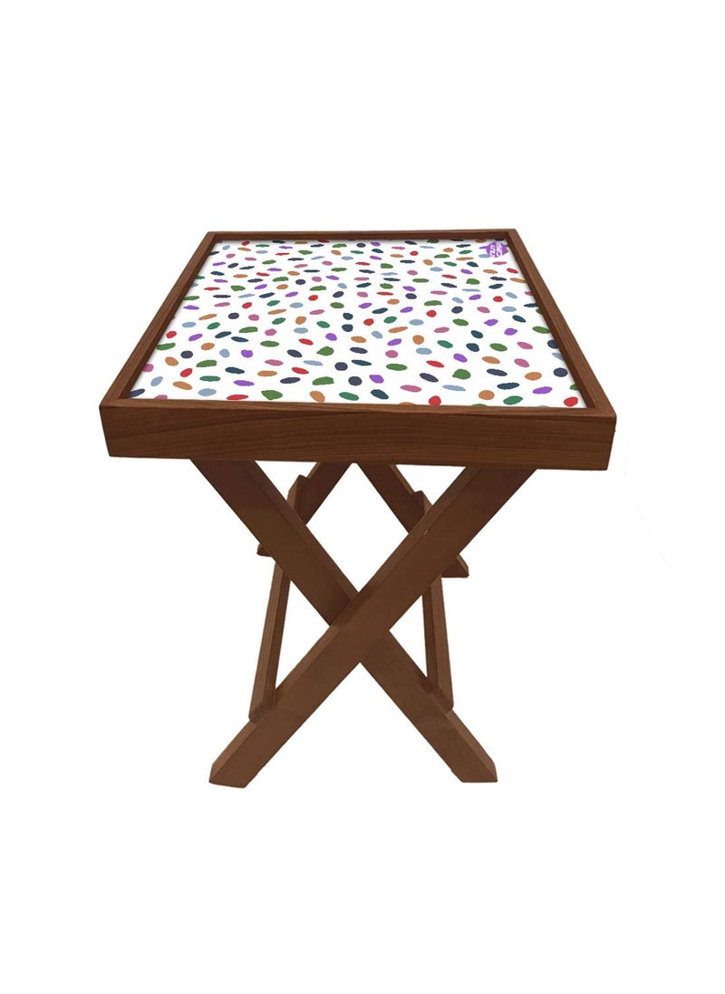 Nutcase Nutcase Designer Teak Wood Side Table Folding Wooden Bedside Coffee Outdoor Picnic Table Cute Dots  - Image 5