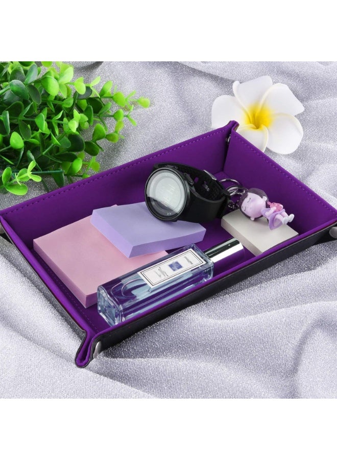 Dice Tray for Rolling Rectangle Dice Holder PU Leather Dice Tray Board Game Organizer Folding Tray Dice Pad for Table Dice Games RPG Double Sided Dice Tray Dice Holder (Purple) - Image 5