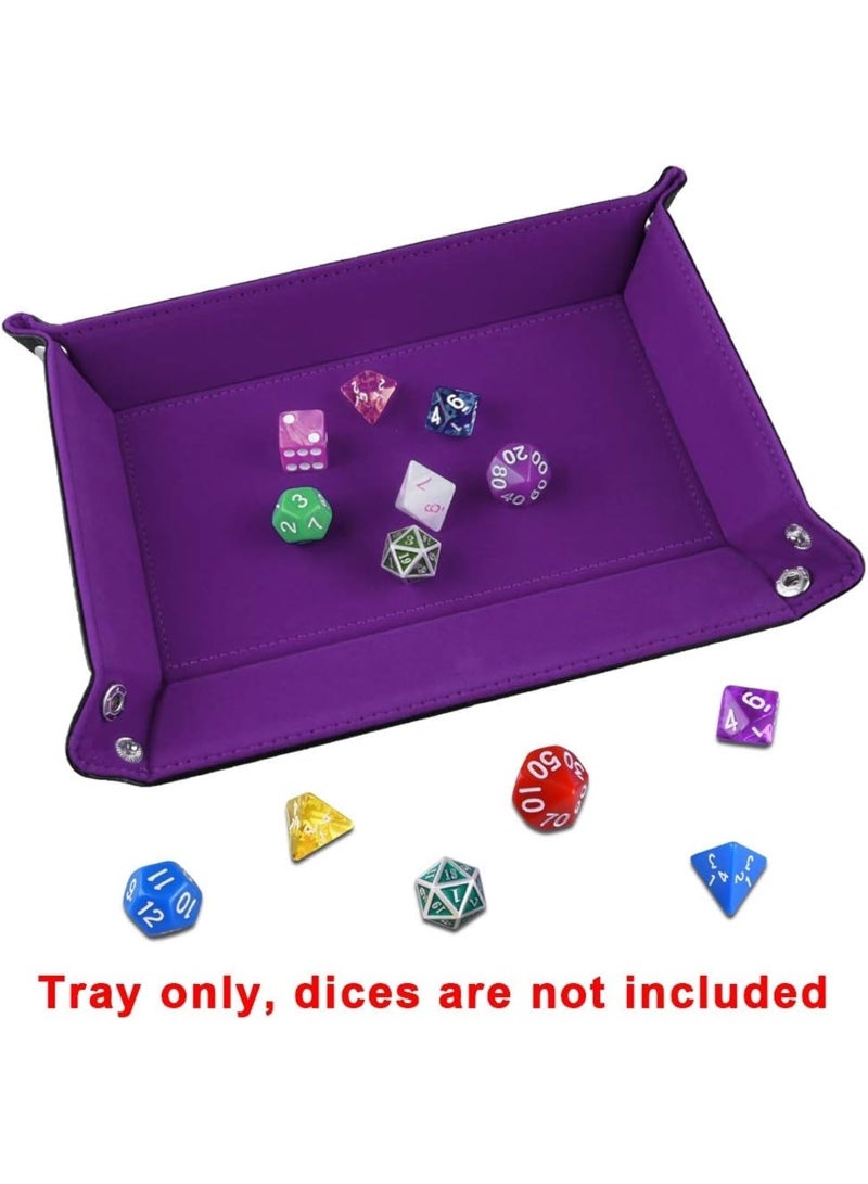 Dice Tray for Rolling Rectangle Dice Holder PU Leather Dice Tray Board Game Organizer Folding Tray Dice Pad for Table Dice Games RPG Double Sided Dice Tray Dice Holder (Purple) - Image 3