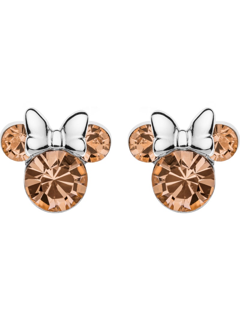 Disney Disney Official Minnie Mouse Brown crystal Stud Earring in 18K Sterling Silver  - Image 1