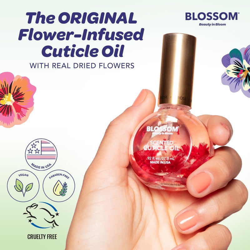 Blossom Cuticle Oil for Nails, Hydrating, Moisturizing, Scented Nail Oil Cuticle Care, Infused with Real Flowers, Made in USA, 0.5 fl. oz, Jasmine - Image 3