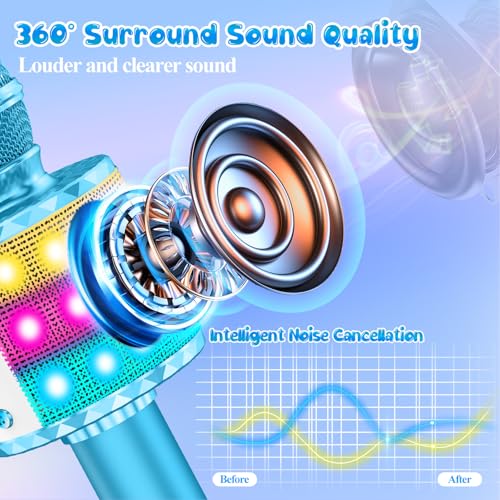 MicQutr Karaoke Microphone Toys for Kids, Wireless Bluetooth Mic with Lights & Speaker, Portable Home KTV Player System, Perfect Birthday Party for 3-12 Year Old Boys & Girls - Image 2