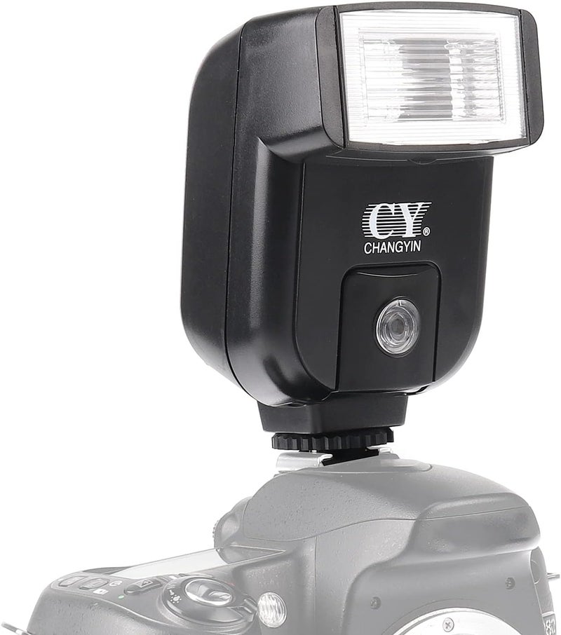 FocusFoto YINYAN CY-20 Universal Hot Shoe On-Camera Flash Speedlite Electronic Speedlight with Sync Port for Nikon Canon Panasonic Olympus Pentax Alpha Digital DSLR Camera Flash Light - Image 1