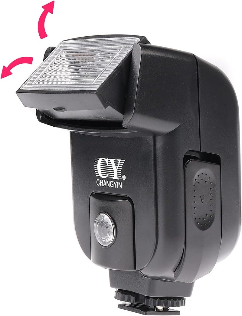 FocusFoto YINYAN CY-20 Universal Hot Shoe On-Camera Flash Speedlite Electronic Speedlight with Sync Port for Nikon Canon Panasonic Olympus Pentax Alpha Digital DSLR Camera Flash Light - Image 3