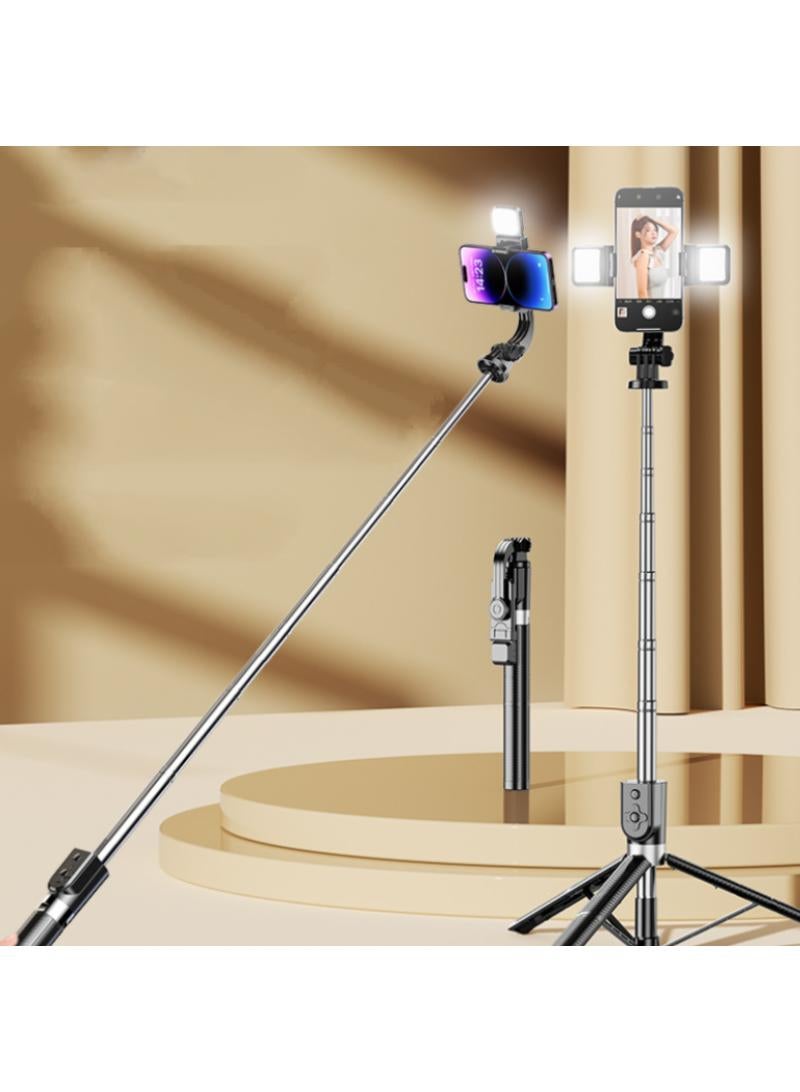 Self portrait pole tripod handheld portable mobile phone Self portrait pole shooting bracket with fill light - Image 1