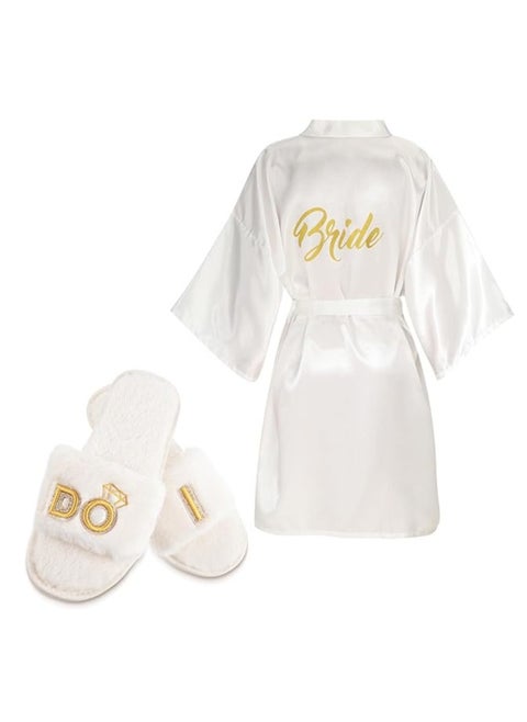 Bridal Wedding Slippers Bridal Bridesmaids Party Satin Robe Bridal Gift For Bachelorette Party