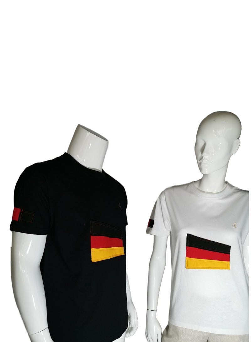 Sana'a Kayum Black Basic T-Shirts with Germany Football Team Flag Applique - Image 3