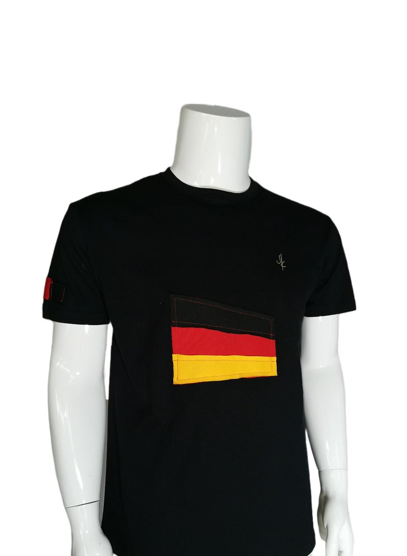 Sana'a Kayum Black Basic T-Shirts with Germany Football Team Flag Applique - Image 2
