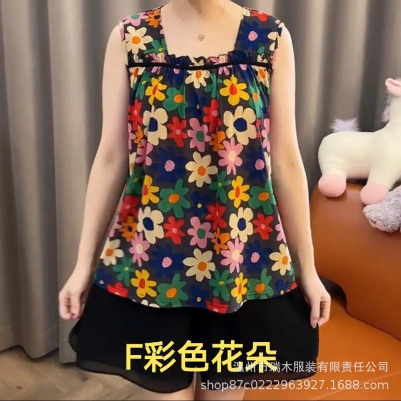 [Western Style Joker] Explosive Ice Silk Air Conditioning Shirt Summer Thin Plus Size Loose Western-Style Slimming Meat Covering Vest - Image 4
