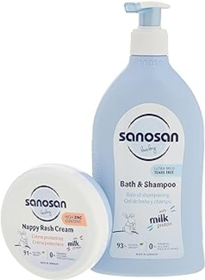 كريم سانوسان لعلاج طفح الحفاض 150 مل + شامبو وحمام سانوسان للأطفال 500 مل