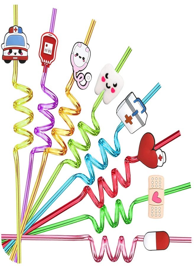 Meaxur 24PCS Medical Theme Party Supplies,Nurses Week Decorations,Medical School Graduation Party Decorations, Suitable for Medical Theme Party,With 2 Pieces Straw Cleaning Brushes(8 color) - Image 1