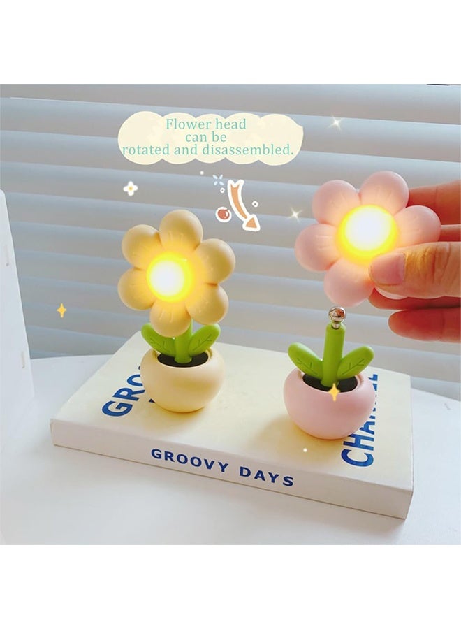 Flower Night Light for Kids, Cute Small Sunflower Night Light, Warm Light, Battery Operated (Pink) - Image 4