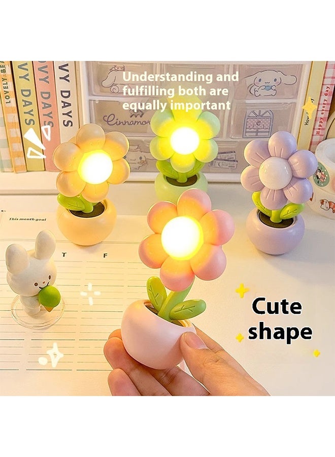 Flower Night Light for Kids, Cute Small Sunflower Night Light, Warm Light, Battery Operated (Pink) - Image 3