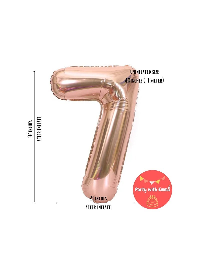 بارتي ويذ إيما بالونات رقم الذهب الوردي 40 بوصة رقائق عيد ميلاد بالون حفلة ديكورات لوازم الزفاف توديع العزوبية عيد ميلاد دش الزفاف حفل التخرج احتفال الذكرى السنوية زخرفة يطير مع الهيليوم (رقم 7) - Image 2