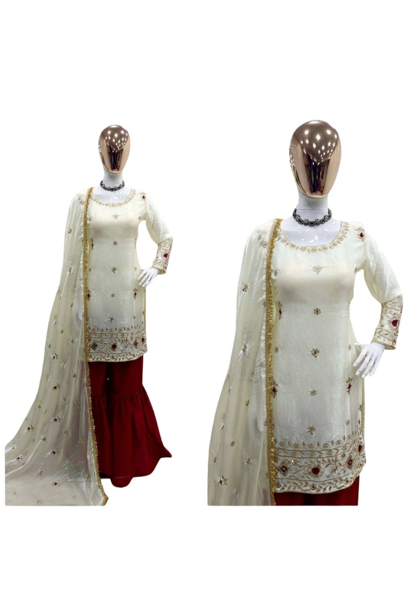 Fendy Silk Anarkali Gown Set - HRT2671 - XL - Image 1