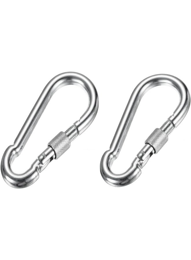 Biella™ 2Pcs Safe Lock Carabiner Clip – GI Heavy Duty Spring Snap Clip Screw Lock Hooks for Outdoor Climbing, Hiking Camping, Gym, Boating, Hang Plants, Hammocks etc (8MM) - Image 1