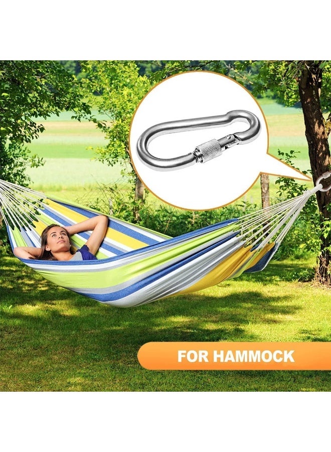 Biella™ 2Pcs Safe Lock Carabiner Clip – GI Heavy Duty Spring Snap Clip Screw Lock Hooks for Outdoor Climbing, Hiking Camping, Gym, Boating, Hang Plants, Hammocks etc (8MM) - Image 4