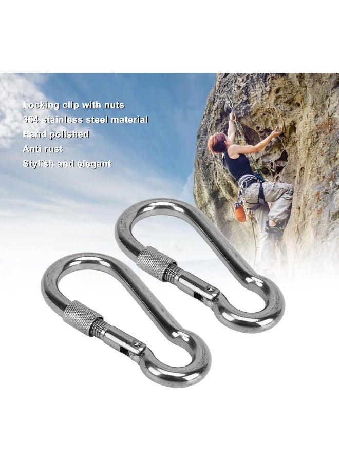 Biella™ 2Pcs Safe Lock Carabiner Clip – GI Heavy Duty Spring Snap Clip Screw Lock Hooks for Outdoor Climbing, Hiking Camping, Gym, Boating, Hang Plants, Hammocks etc (8MM) - Image 5