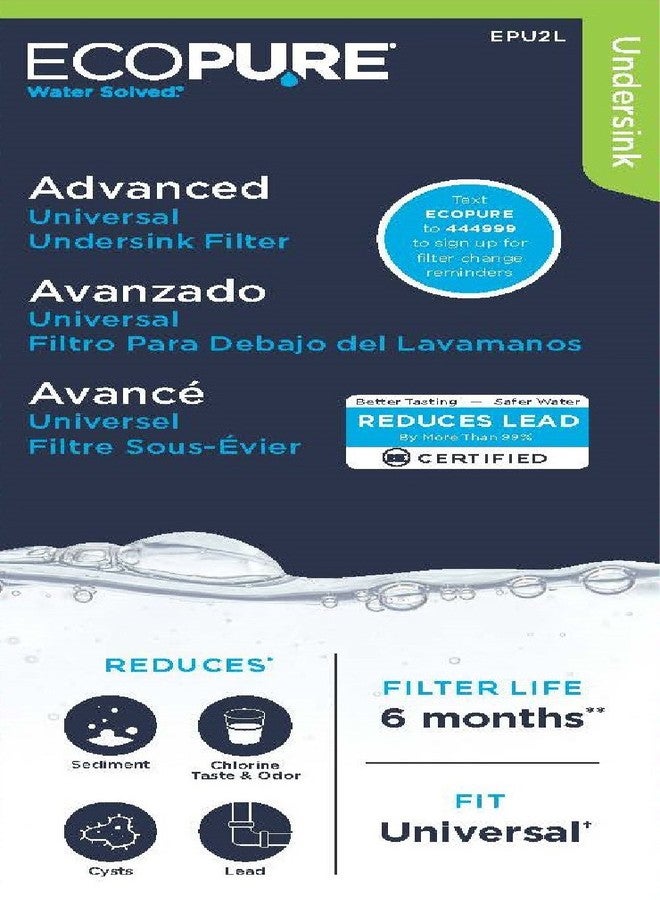 EcoPure EPU2L Replacement Water Filter, White/Blue - Image 2