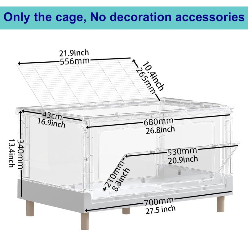 Ruexue Hamster Cage & Guinea Pig Cages,Fully Transparent and Eco-Friendly Large Acrylic Cage for Small Animal Pets,Such as:Bearded Dragon,Rat,Hedgehog,Chameleon,Iguana, etc (27.5Lx16.9Wx13.4H Inches) - Image 3