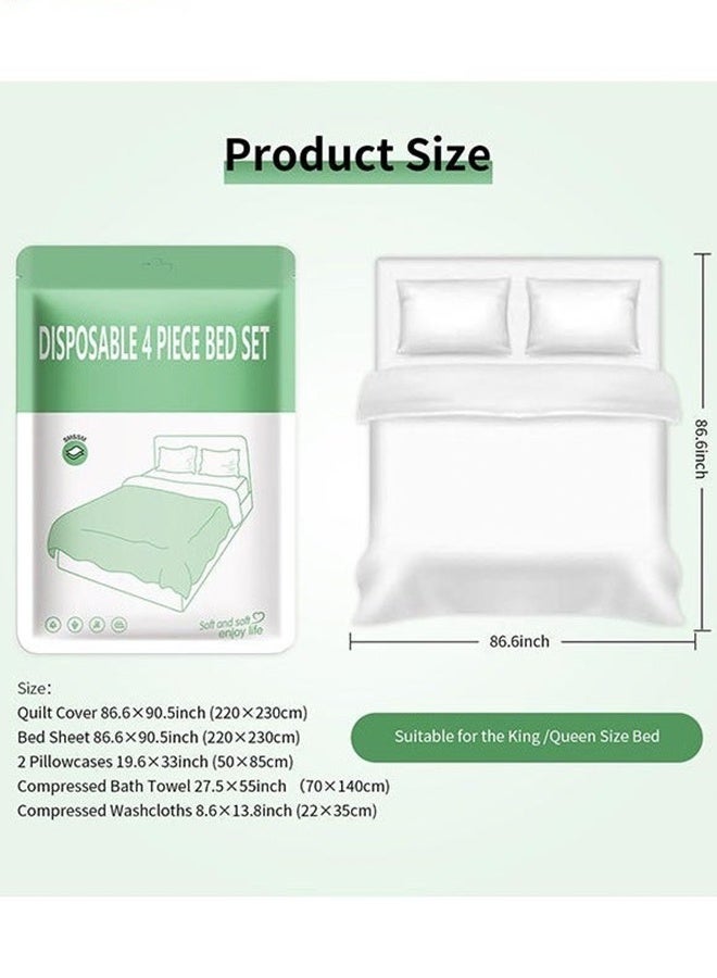 ARSTID Disposable Bed Sheets for Travel, Portable Disposable Bedding Set with Bed Sheet*1/Quilt Cover*1/Pillowcases*2 Disposable Bed Sheets King Size for Travel Business Trip Camping Hotel (4PCS - 1PACK) - Image 5