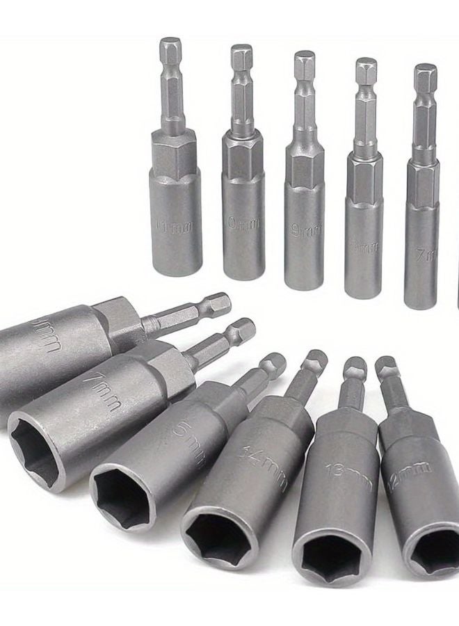 12Pcs 6 19mm Deep Socket Hex Wrench Set 1 4 Inch Hex Shank Long Shaft Impact Bolt Remover - Image 2