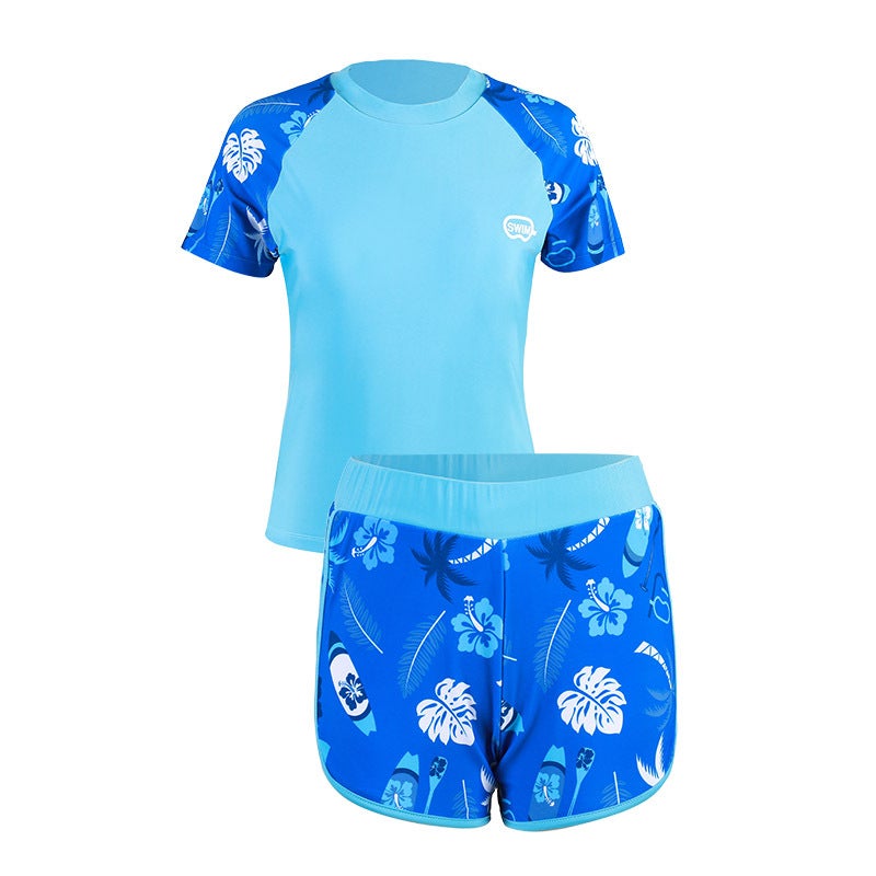 Generic Girls Plus Size Two-Piece Swimwear Quick Dry UV Protection Shorts