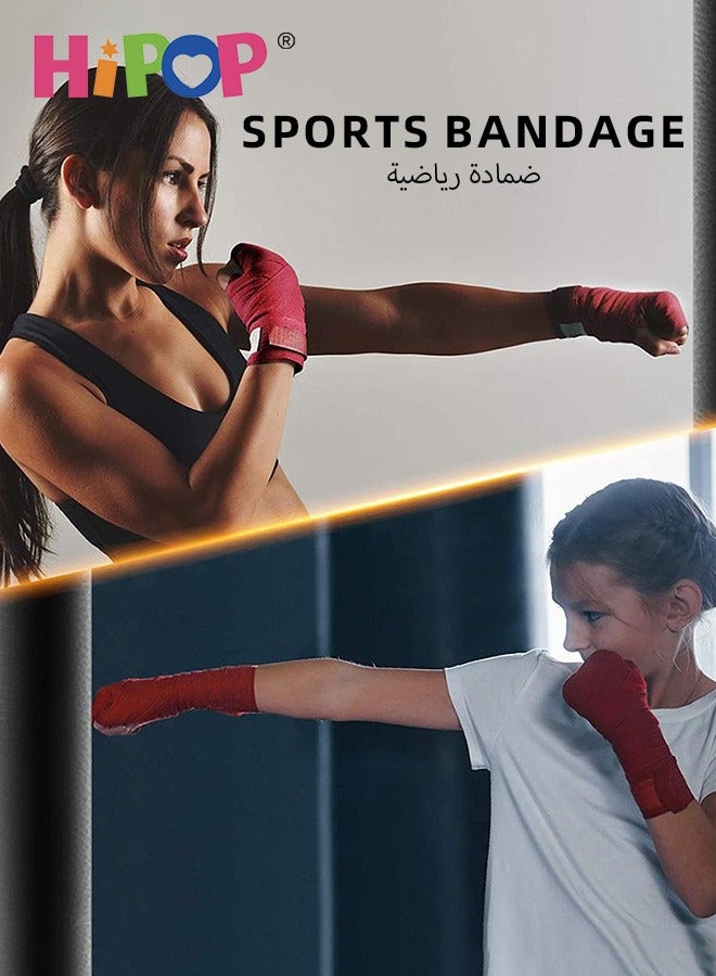 HIPOP 2PCS Boxing Hand Wraps,5m Long Wrist Straps for Men & Women Boxing, Elastic Boxing Bands for Boxing Gloves, Sports Training Bandages Set, MMA Kickboxing Boxing Hand Wraps  - Image 3