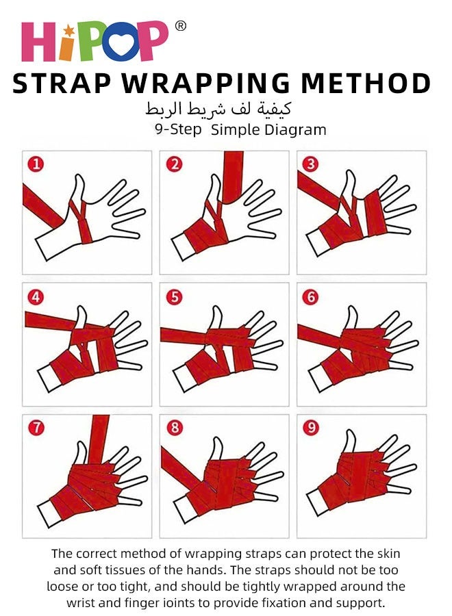 HIPOP 2PCS Boxing Hand Wraps,5m Long Wrist Straps for Men & Women Boxing, Elastic Boxing Bands for Boxing Gloves, Sports Training Bandages Set, MMA Kickboxing Boxing Hand Wraps  - Image 4