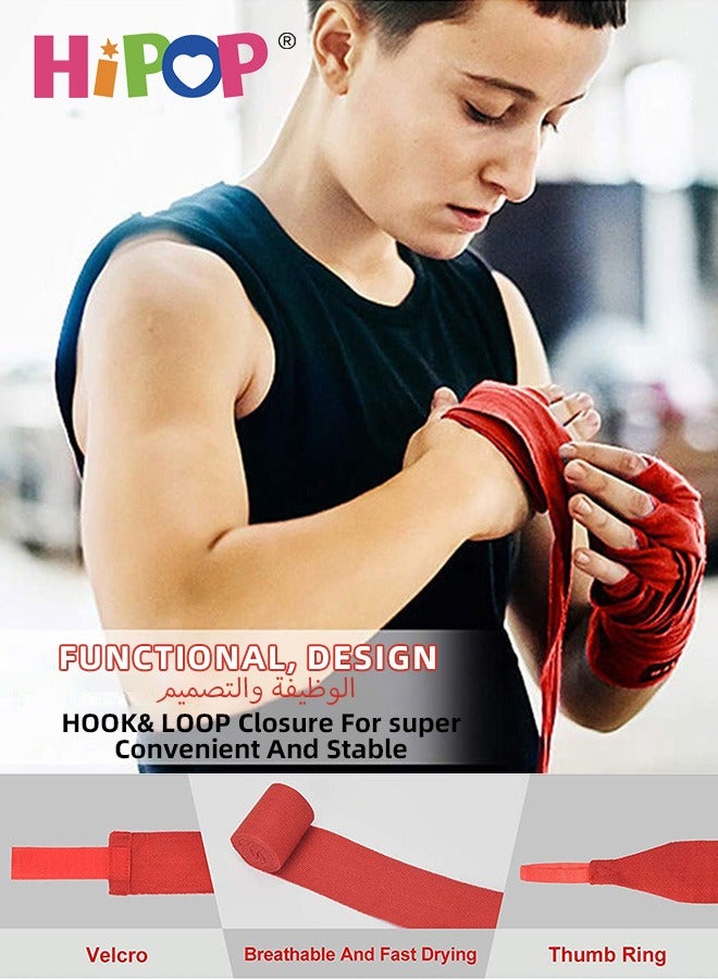 HIPOP 2PCS Boxing Hand Wraps,5m Long Wrist Straps for Men & Women Boxing, Elastic Boxing Bands for Boxing Gloves, Sports Training Bandages Set, MMA Kickboxing Boxing Hand Wraps  - Image 5