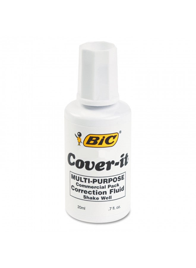 BIC Cover-It Correction Fluid, 20 Milliliter Bottle, White, 1/Each (WOC12-WE)