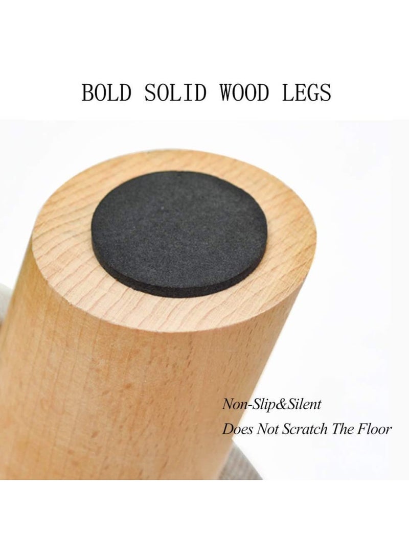 LINGWEI - Round Foot Stool with Non Skid Wooden Legs Modern Linen Pouffe Chair with Removable Cover - Image 1
