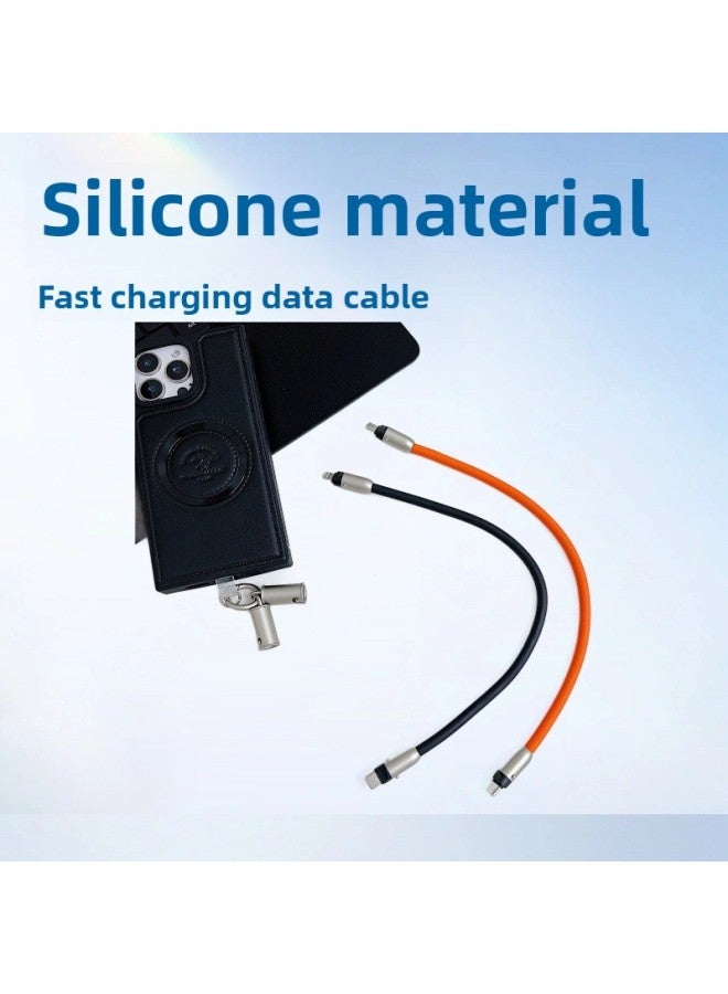 30CM Mobile Phone Data Cable Lanyard Charging Lanyard Fast Charging PD Charging Lanyard Charging Line Silicone Lanyard-Color:Orange Red Ctoc  - Image 2