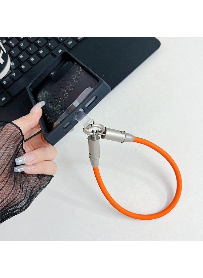 30CM Mobile Phone Data Cable Lanyard Charging Lanyard Fast Charging PD Charging Lanyard Charging Line Silicone Lanyard-Color:Orange Red Ctoc  - Image 1