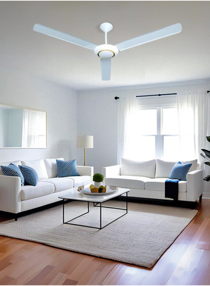 مودي مروحة سقف ثلاثية الشفرات مقاس 56 بوصة مع تحكم بخمس سرعات - للاستخدام الداخلي، موفرة للطاقة، هادئة التشغيل، مثالية لغرف النوم وغرف المعيشة (ديكور ذهبي) - Image 4