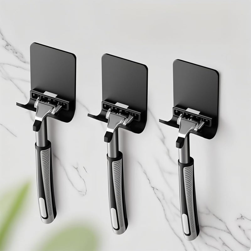 Viadom Razor Holder Shaver Hook Hanger Stand(2 Pack)Heavy Duty Self Adhesive Hooks Stainless Steel Sticky Wall Hooks,Shower Hook for Razor,Bathroom Kitchen Organizer for Plug Robe Towel Loofah Bathrobe Coat - Image 3